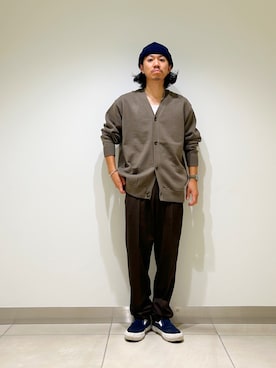 「アイテム（カーディガン/ボレロ）」を使った、DAIKI TAKEYAさん（メンズ・165cm）の秋コーディネート