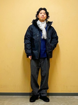 「URBAN RESEARCH DOORS（アーバンリサーチドアーズ）のウールブレンドネップワンタックパンツ（その他パンツ）」を使った、DAIKI TAKEYAさん（メンズ・165cm）の秋コーディネート