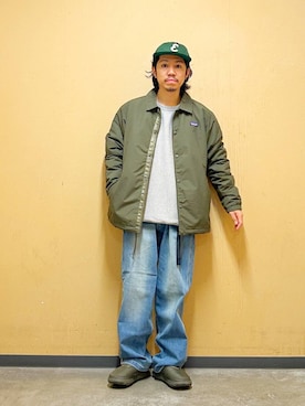 「アイテム（その他シューズ、グリーン系）」を使った、DAIKI TAKEYAさん（メンズ・165cm）の秋コーディネート
