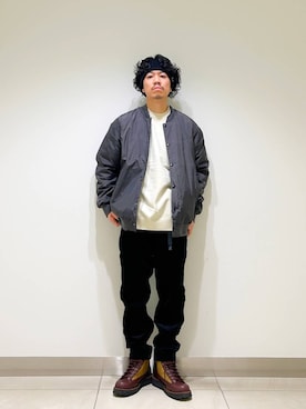 「Gramicci（グラミチ）のアイテム（ダウンジャケット/コート）」を使った、DAIKI TAKEYAさん（メンズ・165cm）の秋コーディネート