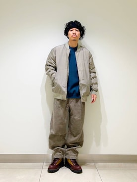 「ワッフル」｜「アイテム（ダウンジャケット/コート）」を使った、DAIKI TAKEYAさん（メンズ・165cm）の秋コーディネート