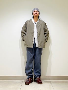 「アイテム（ノーカラージャケット）」を使った、DAIKI TAKEYAさん（メンズ・165cm）の春コーディネート