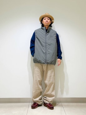 「アイテム（ダウンベスト）」を使った、DAIKI TAKEYAさん（メンズ・165cm）の秋コーディネート