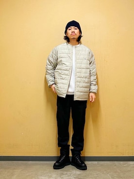 「アイテム（ダウンジャケット/コート）」を使った、DAIKI TAKEYAさん（メンズ・165cm）の秋コーディネート