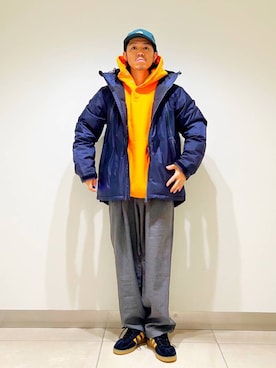 「アイテム（ダウンジャケット/コート）」を使った、DAIKI TAKEYAさん（メンズ・165cm）の秋コーディネート