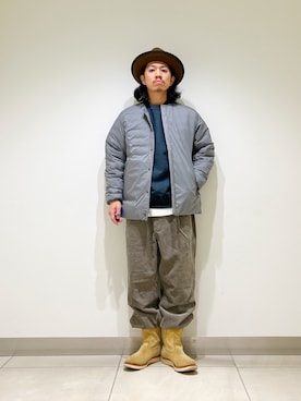 「アイテム（ダウンジャケット/コート）」を使った、DAIKI TAKEYAさん（メンズ・165cm）の秋コーディネート