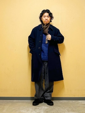 「オーバーコート」｜「アイテム（ブーツ）」を使った、DAIKI TAKEYAさん（メンズ・165cm）の秋コーディネート