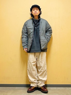 「アイテム（ダウンジャケット/コート）」を使った、DAIKI TAKEYAさん（メンズ・165cm）の冬コーディネート