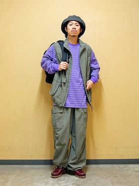 「アイテム（ベスト）」を使った、DAIKI TAKEYAさん（メンズ・165cm）の夏コーディネート