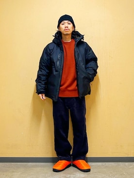 「アイテム（その他シューズ、オレンジ系）」を使った、DAIKI TAKEYAさん（メンズ・165cm）の秋コーディネート