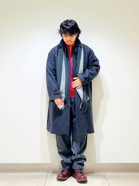「オトナカジュアル」｜「アイテム（ステンカラーコート）」を使った、DAIKI TAKEYAさん（メンズ・165cm）の冬コーディネート