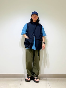 「ベスト」｜「アイテム（その他アウター）」を使った、DAIKI TAKEYAさん（メンズ・165cm）の夏コーディネート