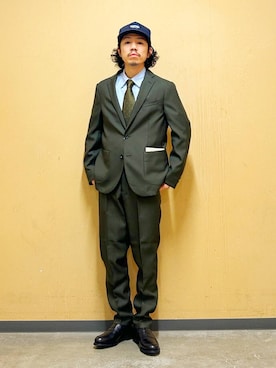 「アイテム（スーツパンツ）」を使った、DAIKI TAKEYAさん（メンズ・165cm）の冬コーディネート