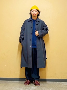 「オーバーコート」｜「アイテム（ステンカラーコート）」を使った、DAIKI TAKEYAさん（メンズ・165cm）の秋コーディネート