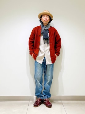 「アイテム（マフラー）」を使った、DAIKI TAKEYAさん（メンズ・165cm）の秋コーディネート