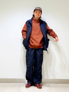 「アイテム（ベスト）」を使った、DAIKI TAKEYAさん（メンズ・165cm）の秋コーディネート