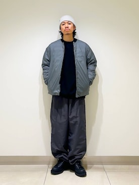 「アイテム（ダウンジャケット/コート）」を使った、DAIKI TAKEYAさん（メンズ・165cm）の秋コーディネート