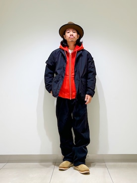 「アイテム（ナイロンジャケット）」を使った、DAIKI TAKEYAさん（メンズ・165cm）の冬コーディネート
