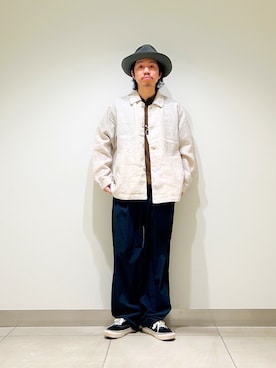 「URBAN RESEARCH DOORS（アーバンリサーチドアーズ）のシルケットリネン シャツジャケット（テーラードジャケット、ホワイト系）」を使った、DAIKI TAKEYAさん（メンズ・165cm）の春コーディネート