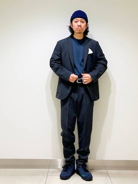 「アイテム（ハンカチ/ハンドタオル）」を使った、DAIKI TAKEYAさん（メンズ・165cm）の冬コーディネート