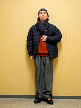 「アイテム（マフラー）」を使った、DAIKI TAKEYAさん（メンズ・165cm）の秋コーディネート