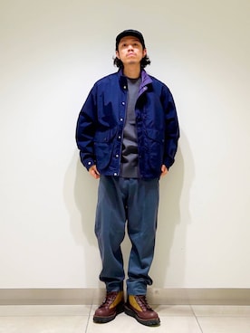 「アイテム（テーラードジャケット、パープル系）」を使った、DAIKI TAKEYAさん（メンズ・165cm）の冬コーディネート