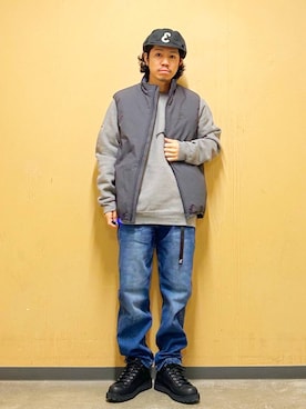 「アイテム（ダウンベスト）」を使った、DAIKI TAKEYAさん（メンズ・165cm）の冬コーディネート