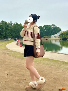 「GRL（グレイル）のハイウエストタックショートパンツ（その他パンツ、ブラック系）」を使った、ꪔ̤̱kojima‪ꪔ̤̱さん（レディース・150cm）の秋コーディネート