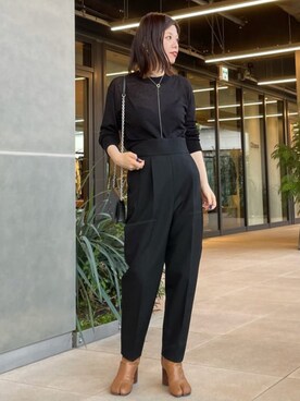 「メゾンマルジェラ」｜「アイテム（スラックス）」を使った、chaos_yumiさん（レディース・157cm）の秋コーディネート