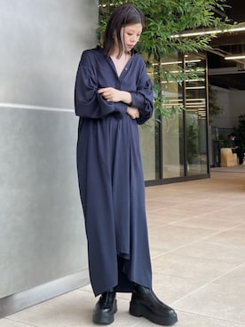 「Chaos（カオス）のアイテム（シャツワンピース）」を使った、chaos_yumiさん（レディース・157cm）の秋コーディネート