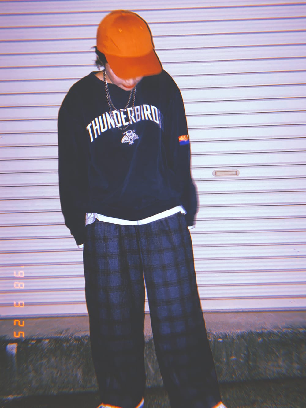 「ラブアンドピース2021、秋服、おしゃれさんと繋がりたい、低身長コーデ、ストリート、古着MIX、AIR FORCE 1、秋のコーデ」｜「H&Mのアイテム（キャップ、オレンジ系）」を使った、たたまる。さん（レディース・152cm）の秋コーディネートの1枚目の写真