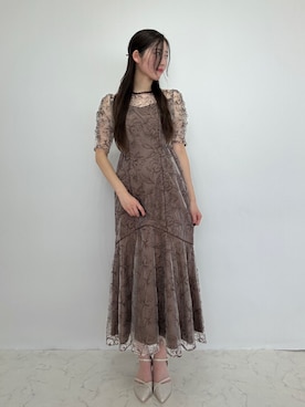 「アイテム（ドレス、ブラウン系）」を使った、haremodeさん（レディース・163cm）の秋コーディネート