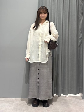 「LEPSIM（レプシィム）の2WAYベルト厚底サボ　578034（サンダル、ブラウン系）」を使った、えりこさん（レディース）の春コーディネート