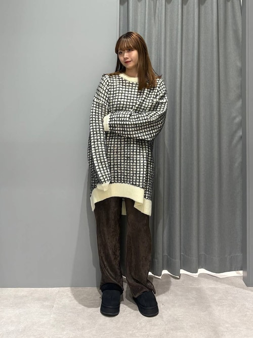 JURGEN LEHL】総柄ジャガードアシンメトリーニットチュニック M ジャ