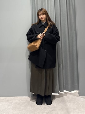 「アイテム（その他アウター、ブラック系）」を使った、えりこさん（レディース・156cm）の冬コーディネート