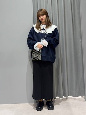 「アイテム（付け襟）」を使った、えりこさん（レディース・156cm）の秋コーディネート