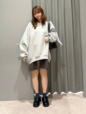 「アイテム（チュニック）」を使った、えりこさん（レディース・156cm）の秋コーディネート