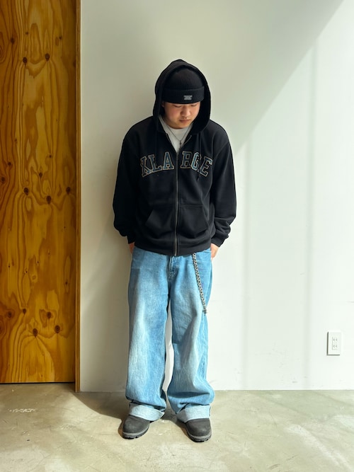 PERFORATED LEATHER LOGO ZIP UP HOODED SWEATSHIRT（パーカー