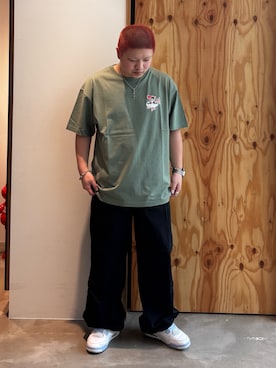 「XLARGE（エクストララージ）のDEAD INK S/S TEE（Tシャツ/カットソー、グリーン系）」を使った、あきらさん（メンズ・168cm）の夏コーディネート
