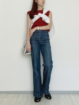 「フレアデニム」｜ほー☺︎さん（レディース・158cm）の夏コーディネート