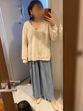 「サテンパンツ」｜「アイテム（スウェット）」を使った、nanairo000716さん（レディース・164cm）の春コーディネート