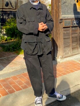 「CONVERSE（コンバース）のconverse コンバース ALL STAR 100 COLORS OX オールスター 100 カラーズ オックス 32861791 BLACK（スニーカー）」を使った、なす。さん（メンズ・178cm）の冬コーディネート