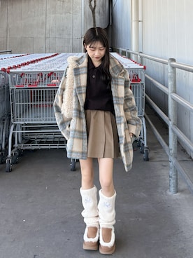 「アイテム（スリッポン）」を使った、amiさん（レディース・148cm）の冬コーディネート