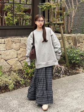 「アイテム（スカート）」を使った、amiさん（レディース・148cm）の秋コーディネート