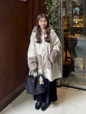 「ファーコート」｜「アイテム（ジャケット/アウター）」を使った、amiさん（レディース・148cm）の冬コーディネート