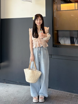 「mystic(ミスティック)のマルチWAYデニム(デニムパンツ)」を使った、amiさん(レディース・148cm)の夏コーディネート
