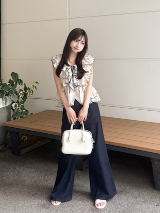 「Samantha Thavasa（サマンサタバサ）のノットデザインレザーハンドバッグ 大サイズ（ハンドバッグ）」を使った、amiさん（レディース・148cm）の夏コーディネート