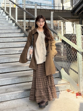 「アイテム（スカート）」を使った、amiさん（レディース・148cm）の冬コーディネート