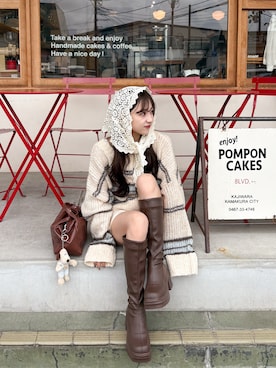 「アイテム（ボストンバッグ）」を使った、amiさん（レディース・148cm）の秋コーディネート