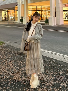 「アイテム（スカート）」を使った、amiさん（レディース・148cm）の秋コーディネート